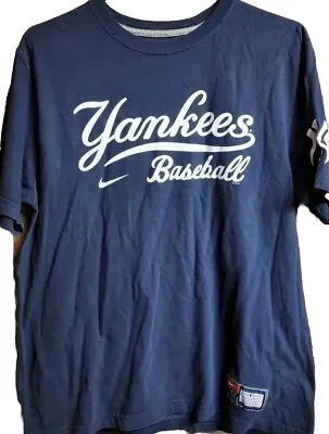 TEAM NIKE NEW YORK YANKEES T Shirt Men’s L Large Navy Blue MLB BASEBALL NY • $12.99