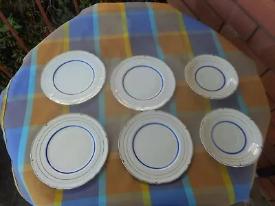  Vintage Grindley Cream Petal Creampetal 6 Plates And 2 Saucers Blue And Gold • $12