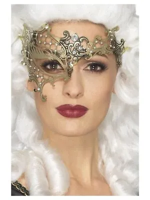 SALE 20% OFFDeluxe Metal Filigree Masquerade Half Eye Mask Halloween Fancy Dress • £16.99