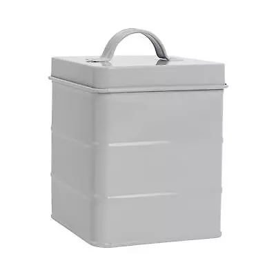 1x Grey 2L Vintage Metal Storage Canister Tin Kitchen Food Rice Container Box • $19.30