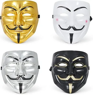 4pcs Anonymous V For Vendetta Guy Fawkes Fancy Dress Costume Face Mask • £6.95