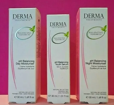 Derma Treatments Set Of 3 - PH Balancing ( Youth Serum  Day Moisturiser  Night • £27.49