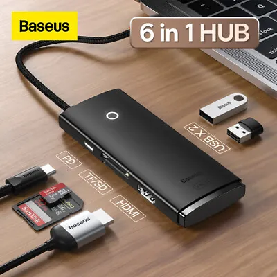 $28.99 • Buy Baseus 6 In 1 USB-C Type C HD Output 4K HDMI USB 3.0 Adapter HUB For MacBook Pro