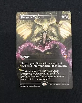 MTG Demonic Tutor #0696 Borderless Mythic Commander Masters (CMM) • $50