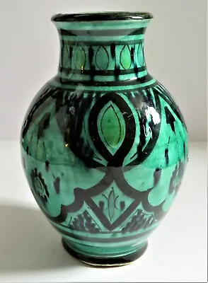 £59.99 • Buy Vintage Moroccan Safi Hand Painted Ceramic Pottery Vase Green Studio Pottery