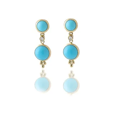 $1990 • Buy Temple St. Clair Turquoise & Diamond Double Drop Earrings 