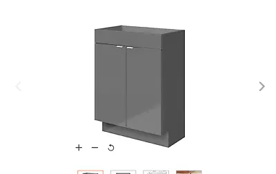 GoodHome Imandra Slimline Gloss Grey Double Bathroom Cabinet W600 H820 D360mm • £69