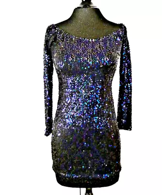 PROM Dress Black MultiColor Sequins Clubbing Party Visual Kei Stretchy Women S • $55.55