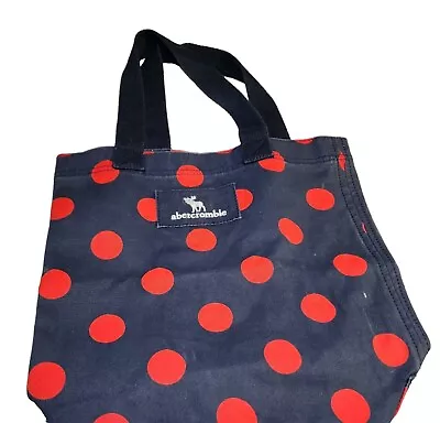 Abercrombie Tote Navy Blue Bold Red Dot Canvas Moose Patch Sturdy Double Strap  • $21.77