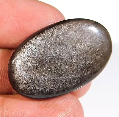 29.ct Natural Silver Sheen Fire Obsidian Oval Cabochon Jewelry Gemstone A2=232 • $10.66