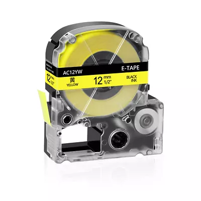 1PK Black On Yellow Compatible K-Sun 212BY Ksun EPSON 212BYPX PX Tape Label 12mm • $6.15