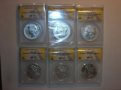 2021 $1 Silver Peace & Morgan Psodcc Slabbed Ms70 Complete Set Anac's Yellow • $2598