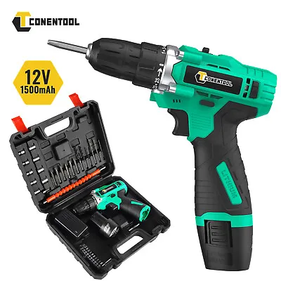 Cordless Drill Set 12V Electric Driver Screwdriver + LED Light &Battery+36PCS • £18.99