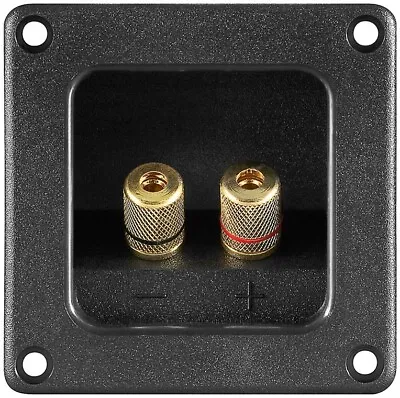 Car Subwoofer Speaker Wire Terminal Bass Box Panel Plate With Gold Brass Caps • £4.95