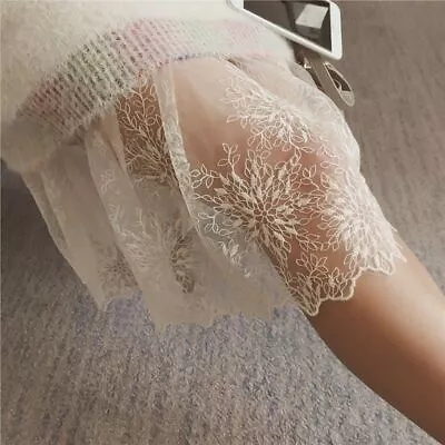 Women Mesh Lace Underskirt Skirt Half Slip Petticoat A Line Elastic Waist • £7.94