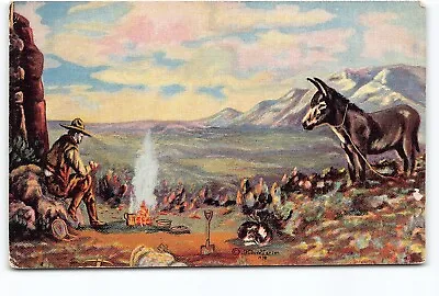 Dude Larsen Precious Gold Vaquero Donkey Camp Dog Linen Postcard Vtg Unposted • $4.88