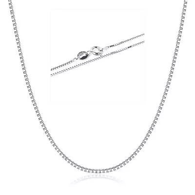 Solid 14K White Gold Chain  Necklace Box Chain 14K Man & Woman 16-30 Inch • $40