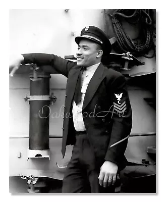 Black US Naval Officer On Board The USS Otter C1945 Vintage Photo Reprint • $8.95