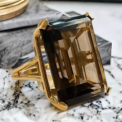 MASSIVE Estate 14K Gold HUGE SMOKEY QUARTZ Ring Size 5.75 BEAUTY!! • $2965.05