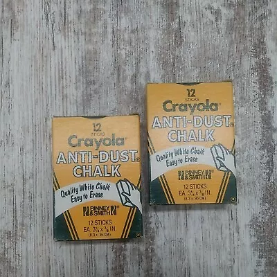 Two Box Of Vintage Binney & Smith Crayola White Anti-Dust Chalk No. 1402 • $24.93