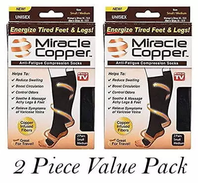 Ontel Miracle Copper Compression Socks - Small/Medium (2 Pair Value Pack) • $11.40