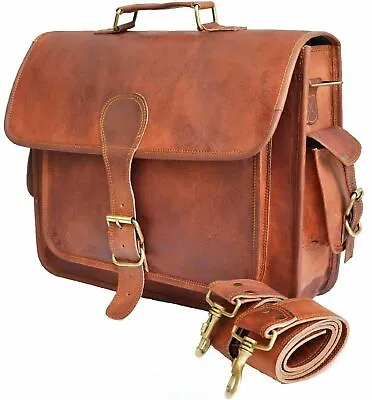 New Men's Messenger Genuine Vintage Brown Leather Shoulder Laptop Bag Briefcases • $47.50