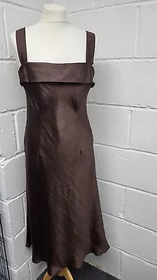 Minuet Ladies Brown Linen Mix Midi Dress Size 12. PWM • £15