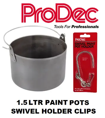 ProDec Paint Kettle Can Metal 6  Inch Round 1.5ltr Swivel Ladder Pot Hook Holder • £29.95