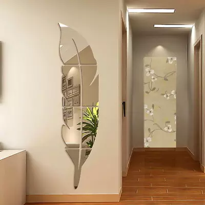 Feather 3D Mirror Wall Sticker Room Art Home Decor Vinyl DIY Sticker Wallpaper • $35.34