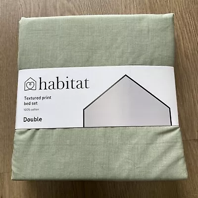 Habitat Green Textured Print Double Duvet Bed Set - 100% Cotton • £24.99
