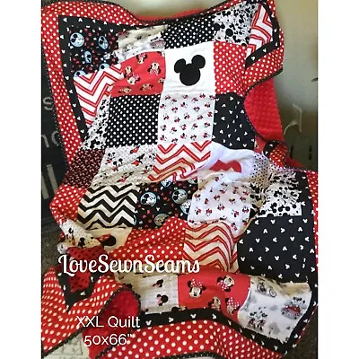 MICKEY MOUSE HANDMADE QUILT/Made In USA/APPLIQUÉD QUILT/MICKEY MOUSE • $229