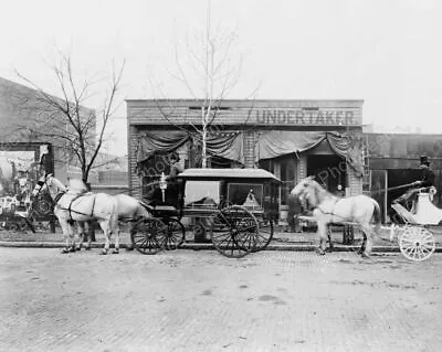 Horse Drawn Hearse At Undertaker 1890s Classic 8 By 10 Reprint Photograph • $18.04