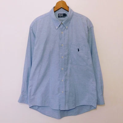 $37 • Buy VTG Vintage 90s POLO RALPH LAUREN Shirt Blue Embroidered L