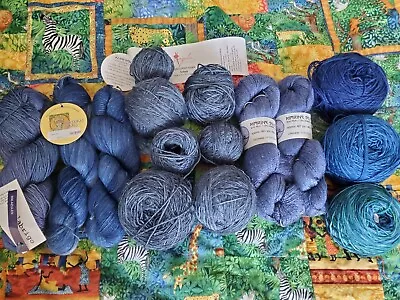 Big Lot Of Yarn Malabrigo Ella Rae Blue Moon Anzula Theodora's Pearls Silk... • $75