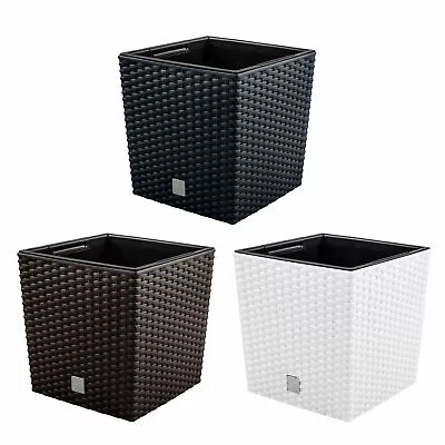 Flower Pot Planter With Liner Inner Pot Rattan Design 6 Sizes Garden Patio Home • £14.37