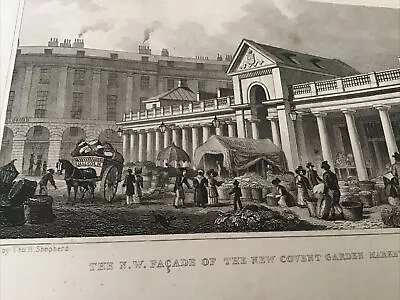 Antique Print-London C1827 - The N W Facade Of The New Covent Garden Market • £10