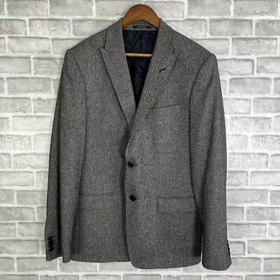 Versace Collection Authentic Charcoal Herringbone Button Blazer Suit Jacket 40R • $129