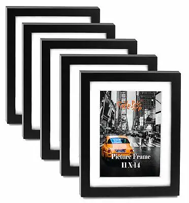 $44.99 • Buy Cavepop 11x14” Black Wood Textured Picture Frames - Set Of 5