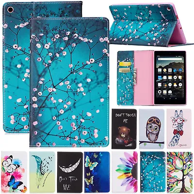 For Amazon Kindle Fire HD 8 8  2018&2017 Pattern Wallet Leather Case Flip Cover • $14.99
