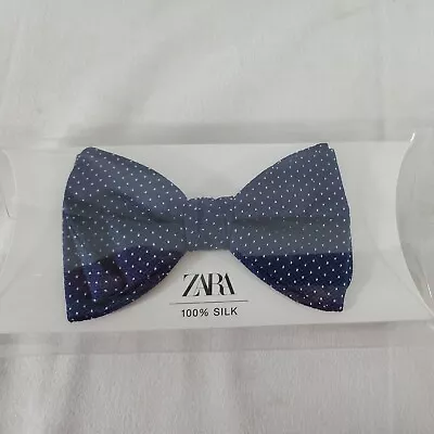 Zara Polka Dots Blue Silk Men's Bow Tie - New & Free Shipping  • $19.99