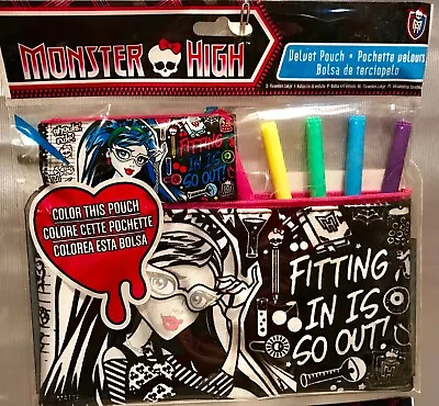 Monster High Fitting In Is So Out Velvet Art To Color Pencil Pouch & Markers New • $14.41