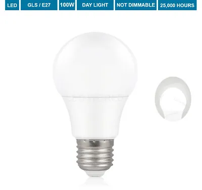 GLS Screw 100W Daylight LED GLS Bulbs 13W/16W = 100W ES E27 6500K Long Life • £3.49