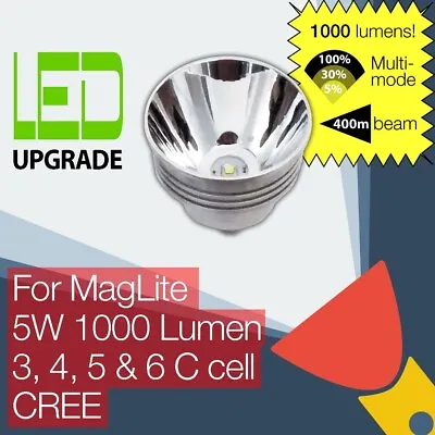 MagLite LED Conversion/upgrade Bulb 1000LM Torch/flashlight 3C 4C 5C 6C Cell • £35.95