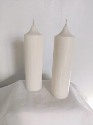 Unscented Ivory Soy Wax Pillar Candles 13cm Set Of 2 • £5.60