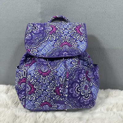 Vera Bradley Signature Cotton Backpack Womens Lilac Tapestry Quilted • $35