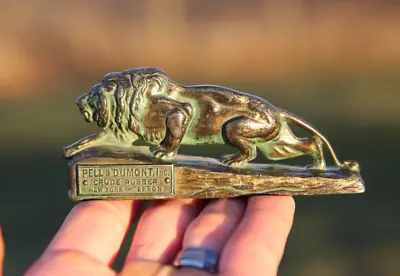 Vintage Lion Motor Oil Tire Advertising Brass Paperweight Promo Sign Gas Oil Old • $225
