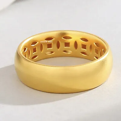 1pcs 999 Pure 24K Yellow Gold Ring Women Men 3D Coin 5G Band Ring US Size 10 • $576.84