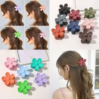 Womens Girls Large Flower Hair Claw Clamps Frosted Hair Clips Headwear Claw • £4.14