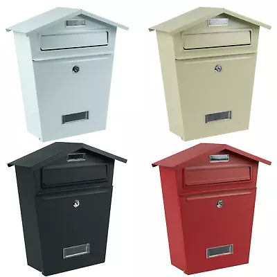New Large Outdoor Steel Post Box Postbox Lockable Letter Mail Wall Mounted Keys • £16.95