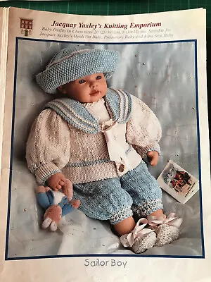 Sailor Boy Dolls Clothes Or Prem Baby Knitting Pattern - J Yaxley Chest 8 -12  • £2.50